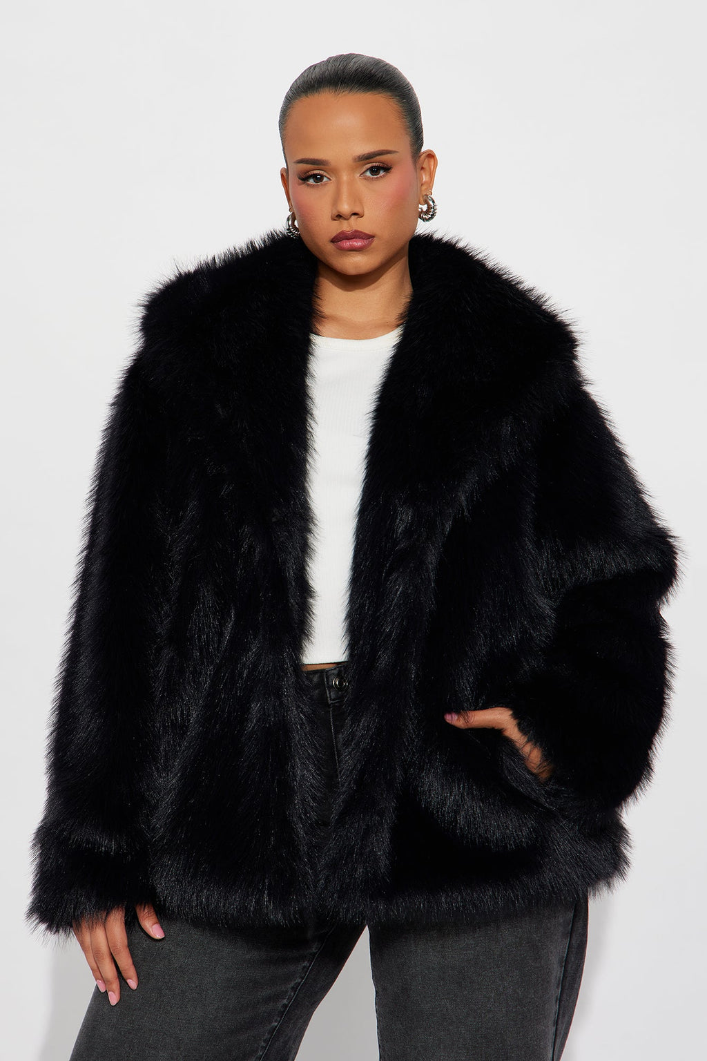 Couture Dreams Faux Fur Coat - Black