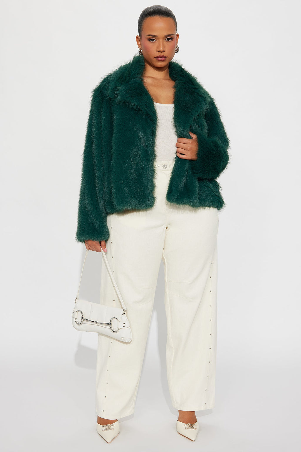 Kennedy Faux Fur Coat - Hunter Green