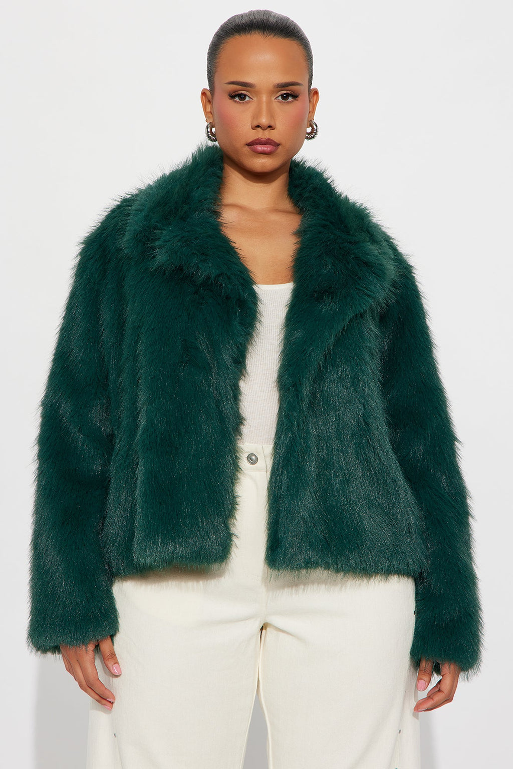 Kennedy Faux Fur Coat - Hunter Green