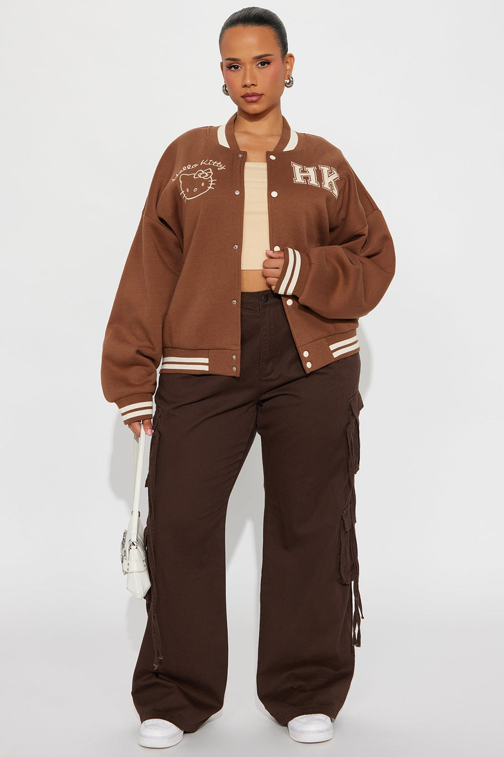 Urban Hello Kitty Fleece Bomber Jacket - Brown