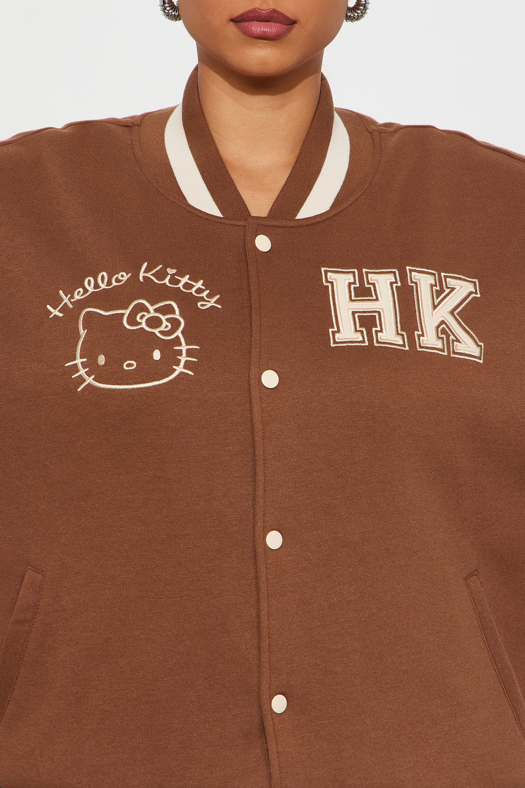 Urban Hello Kitty Fleece Bomber Jacket - Brown