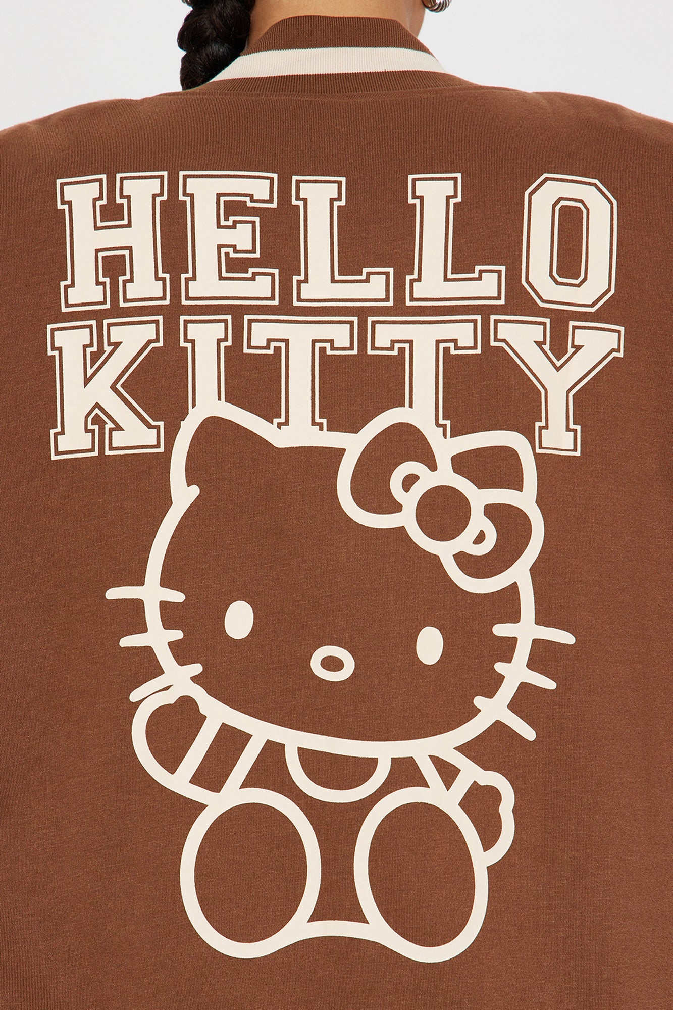 Urban Hello Kitty Fleece Bomber Jacket - Brown