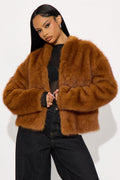 Helena Faux Fur Coat - Cognac