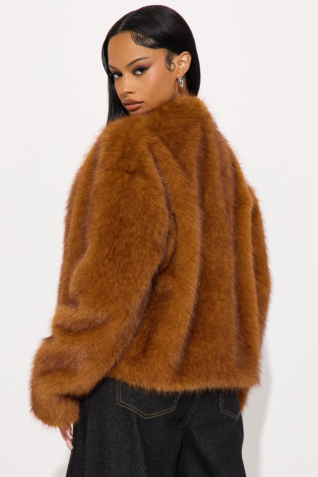 Helena Faux Fur Coat - Cognac
