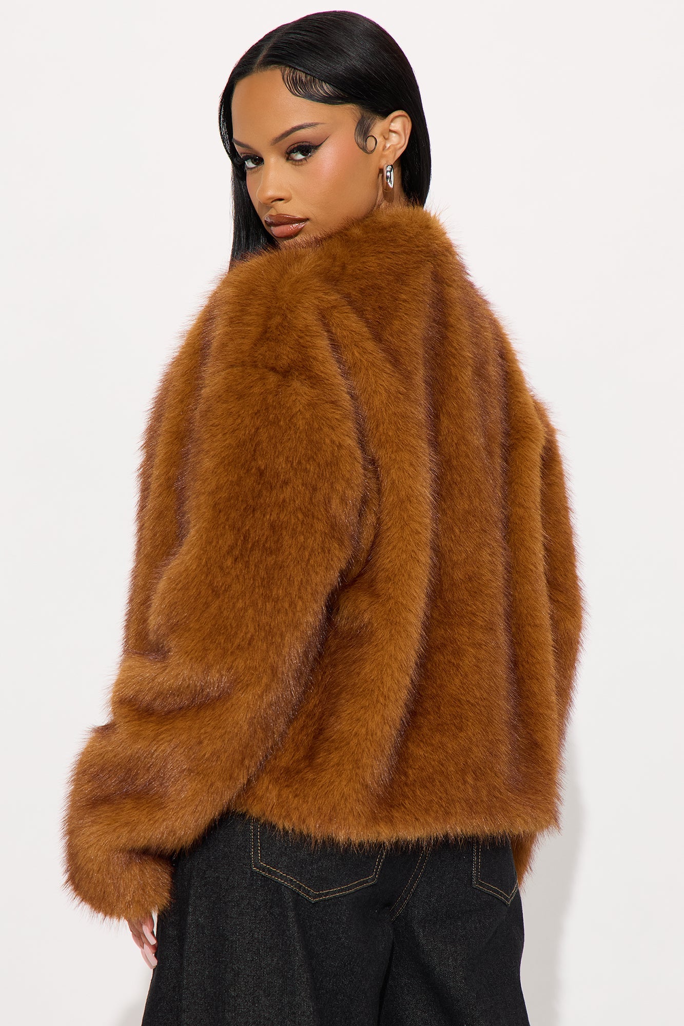 Helena Faux Fur Coat - Cognac