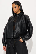 On The Move Faux Leather Jacket - Black