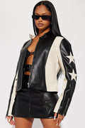 Superstar Faux Leather Jacket - Black/White