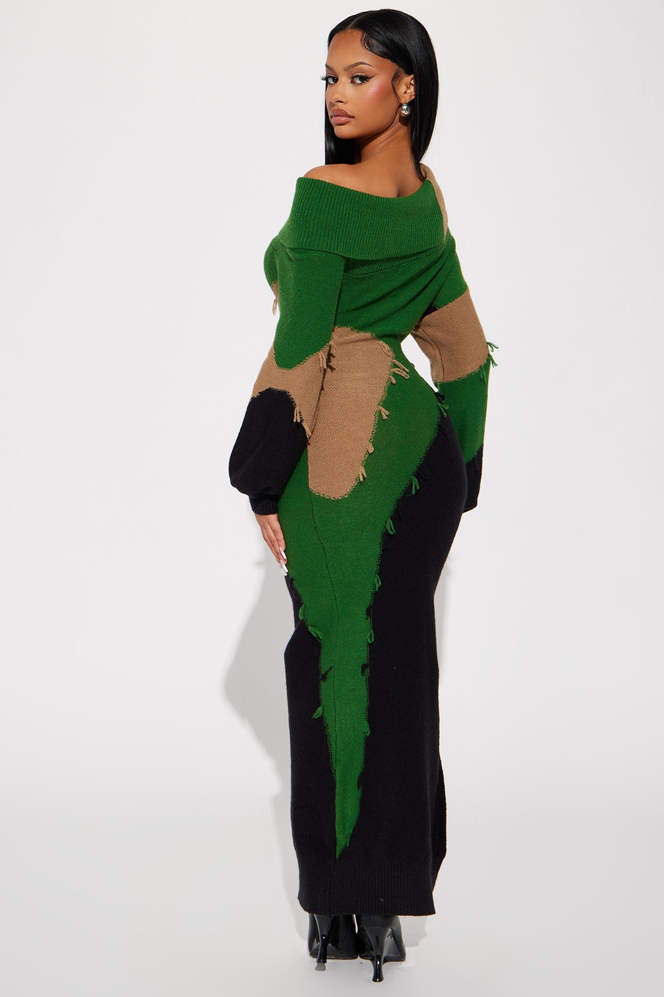 Ivy Sweater Maxi Dress - Green/combo