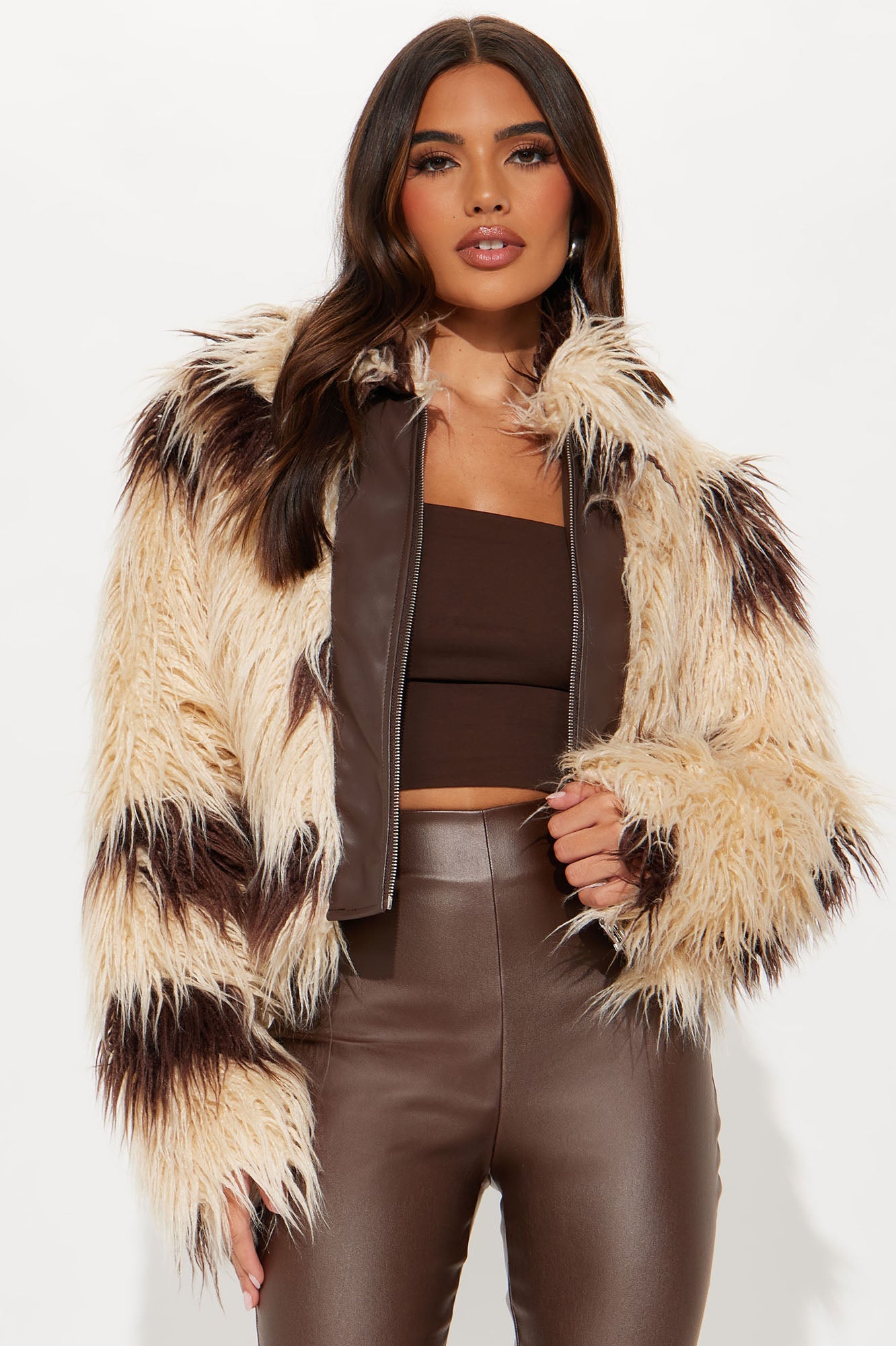 It's Your Moment Faux Fur Jacket - Cream/combo
