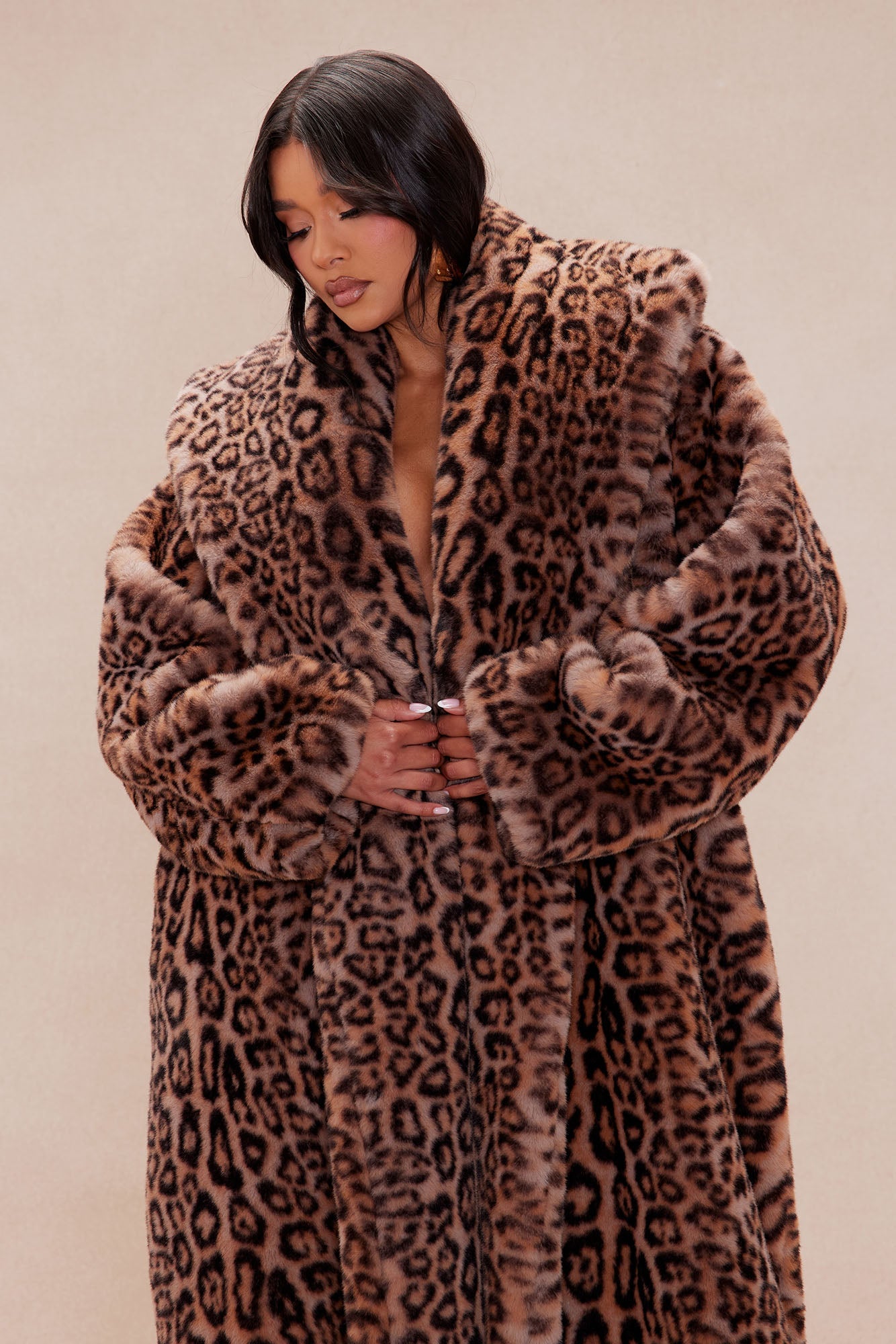 Alex Faux Fur Coat - Leopard