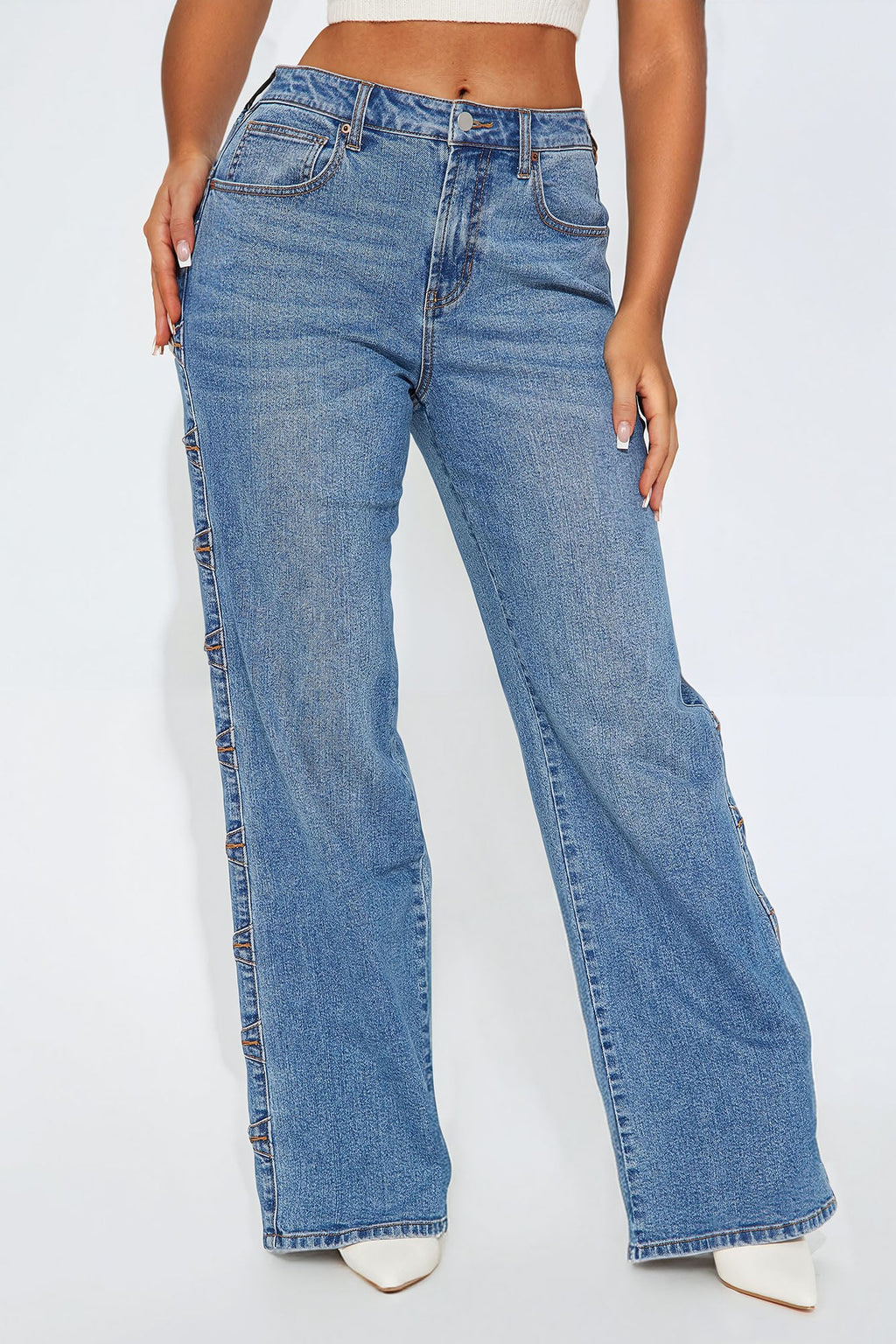 Caught Up Stretch Straight Leg Jeans - Medium Blue Wash