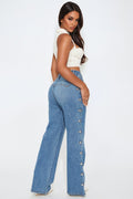 Caught Up Stretch Straight Leg Jeans - Medium Blue Wash