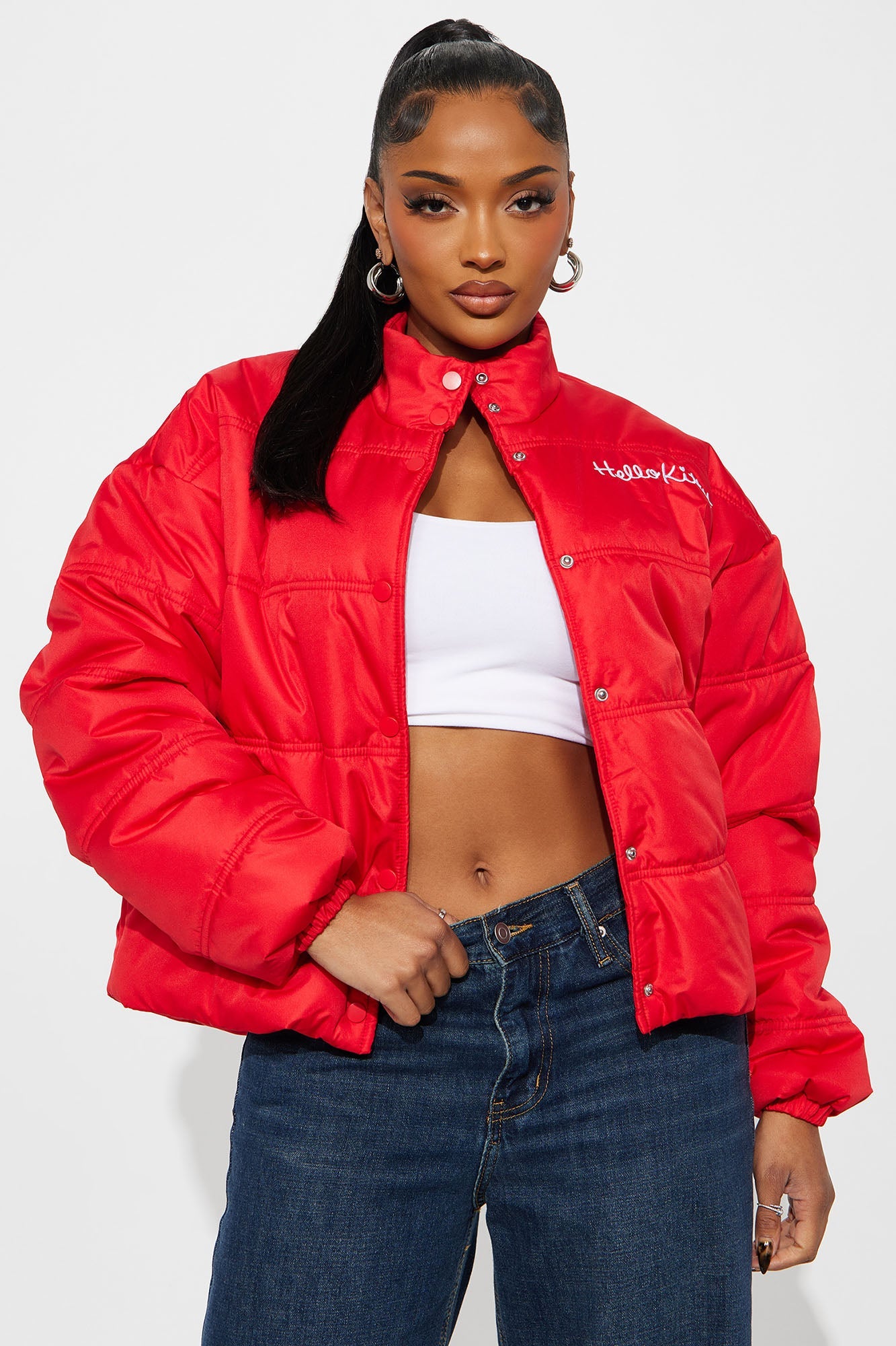 Hello Kitty Love Puffer Jacket - Red