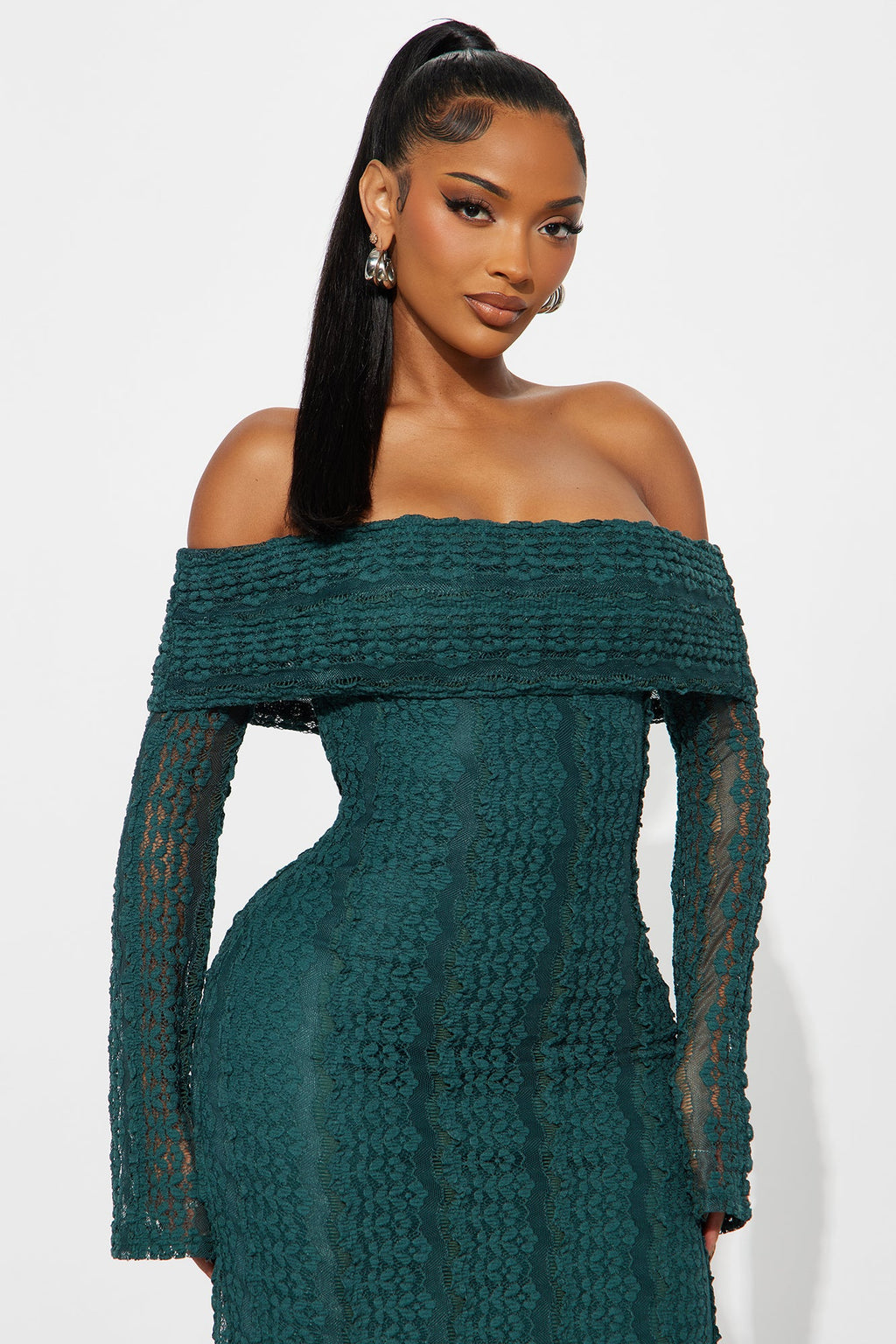 Corinna Off Shoulder Lace Maxi Dress - Teal