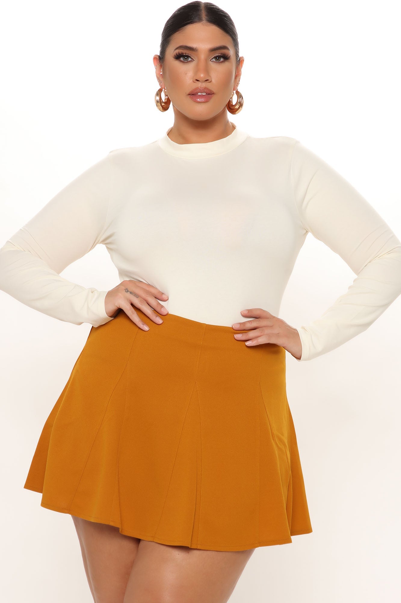 Melanie Mock Neck Bodysuit - Cream