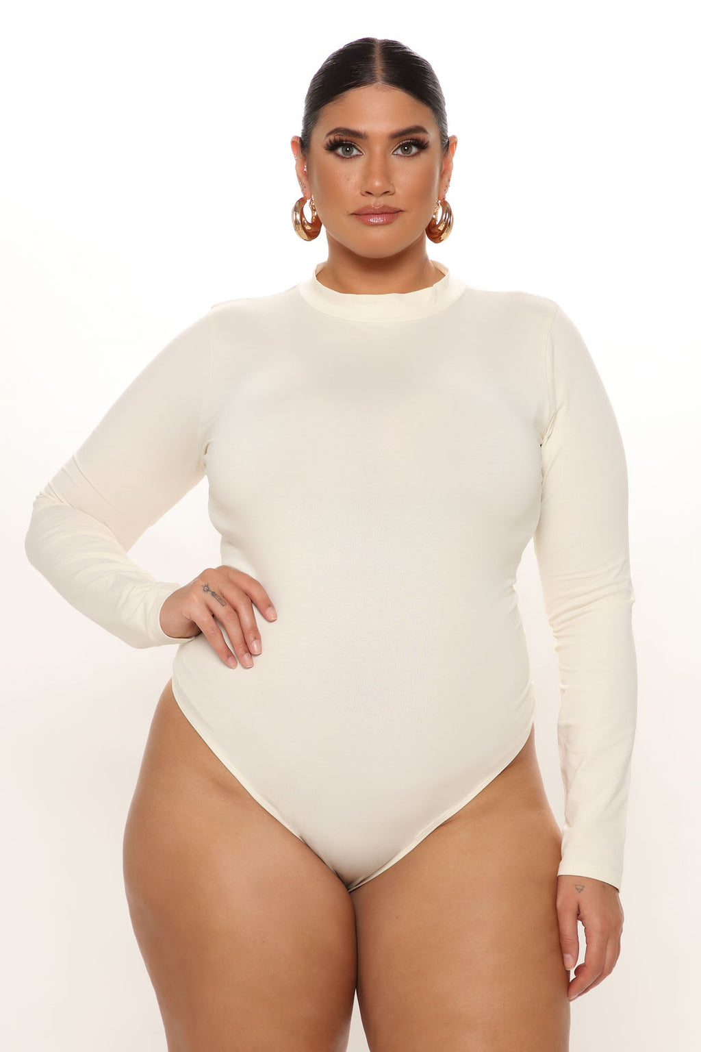 Melanie Mock Neck Bodysuit - Cream