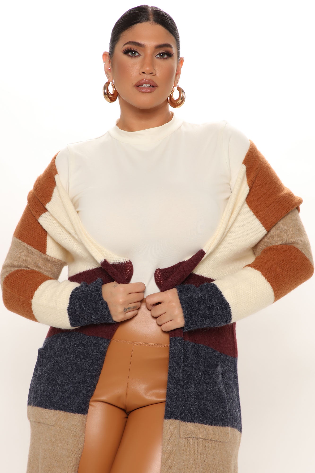 Common Interests Colorblock Cardigan - Camel/combo