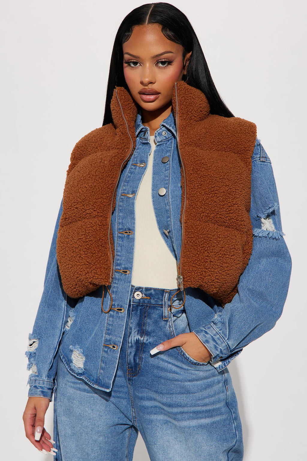 Conquering Mountains Sherpa Vest - Brown