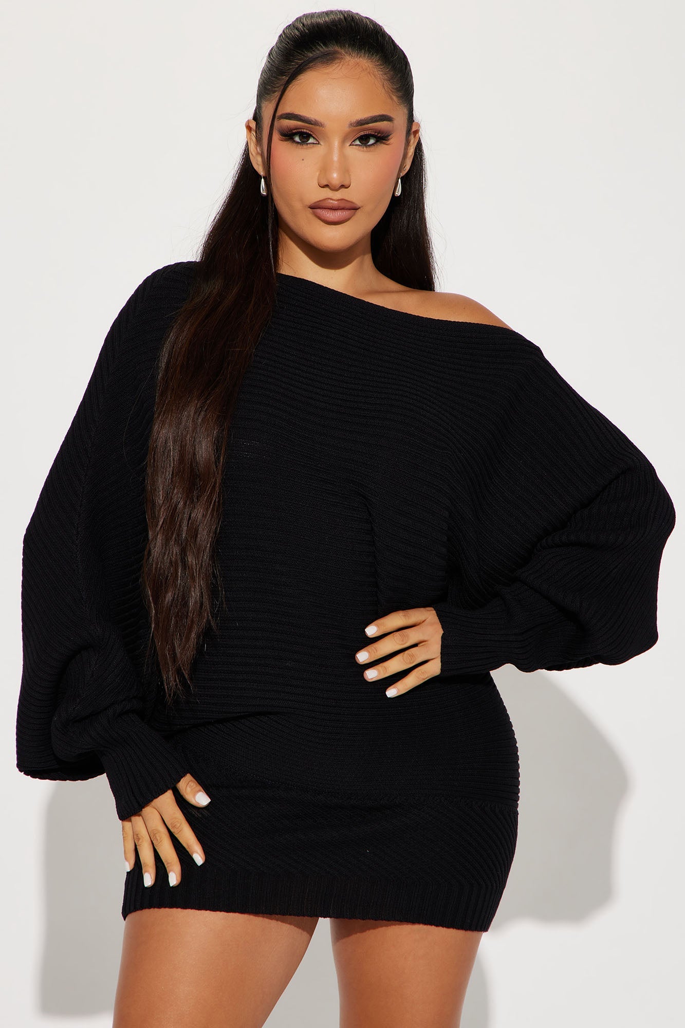 Jasmine Sweater Mini Dress - Black
