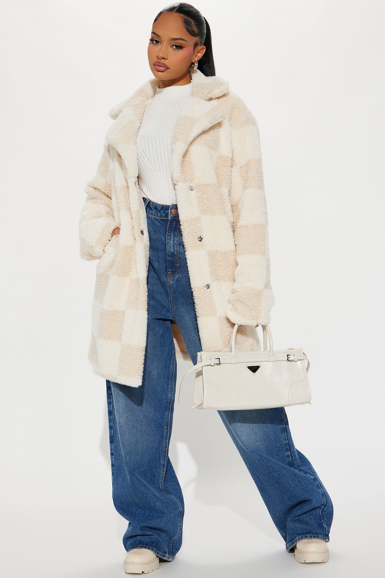 Check On It Sherpa Coat - Cream