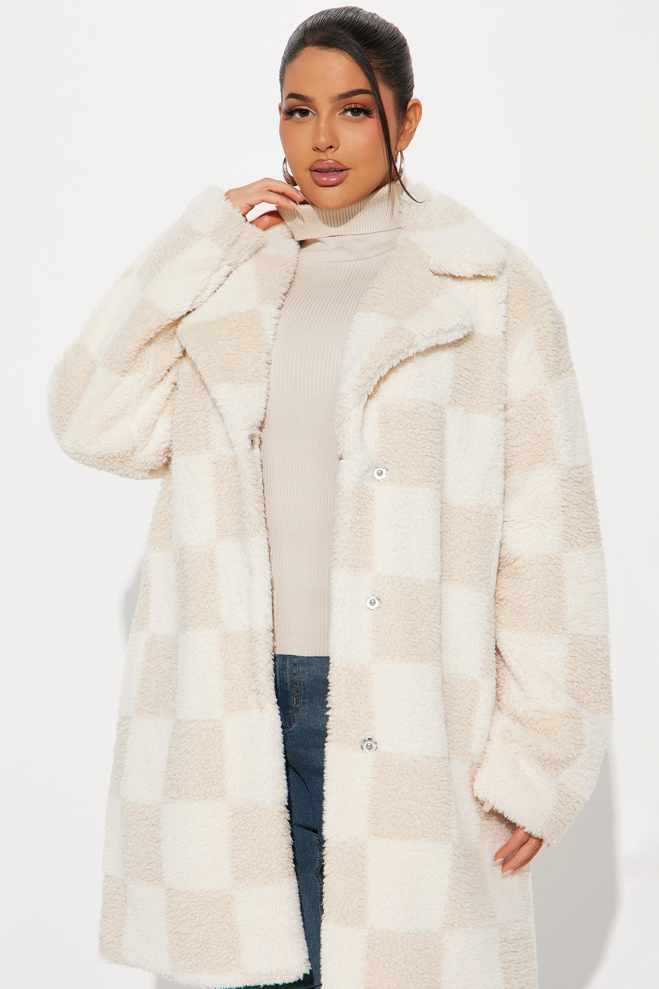 Check On It Sherpa Coat - Cream