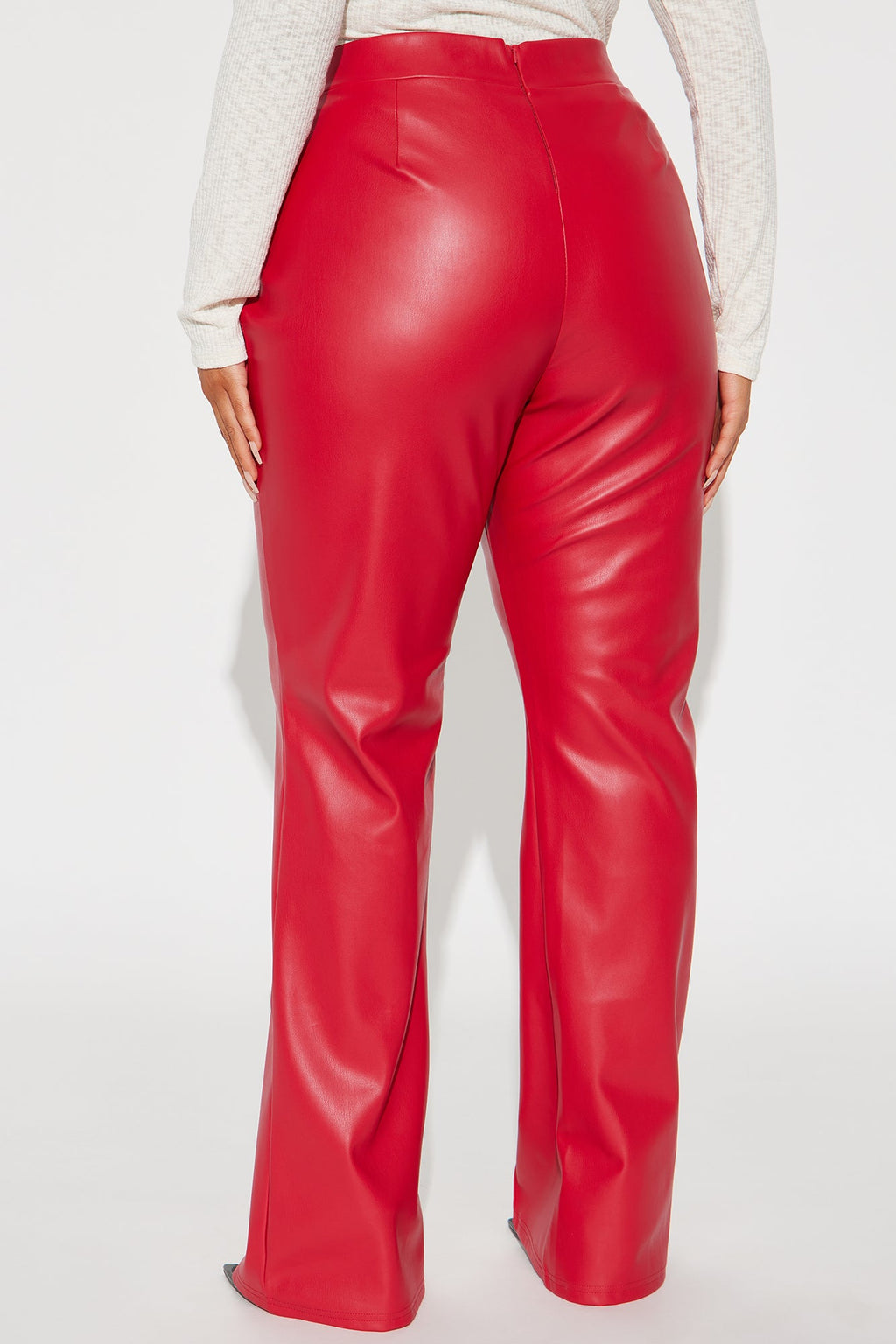 Victoria High Waisted Faux Leather Dress Pants - Red