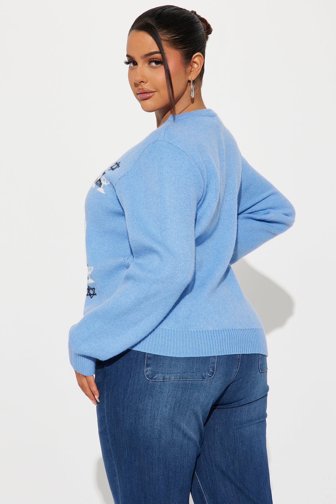 Happy Challah Days Hanukkah Sweater - Blue/combo