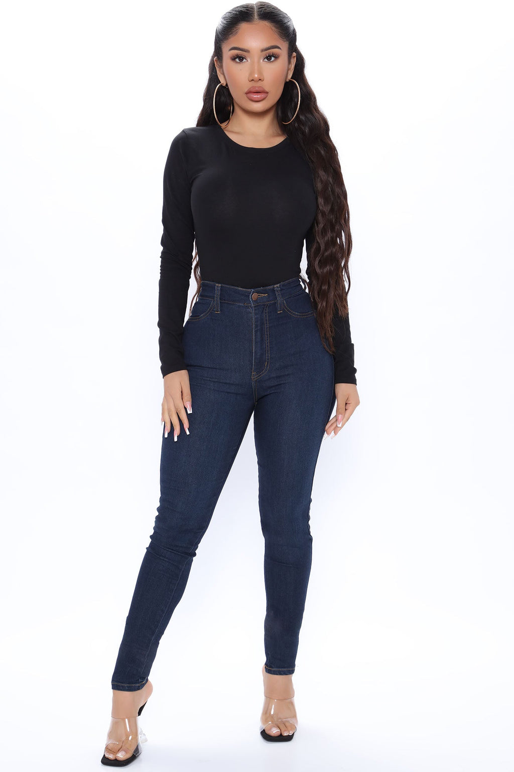 Lily Crew Neck Long Sleeve Top - Black