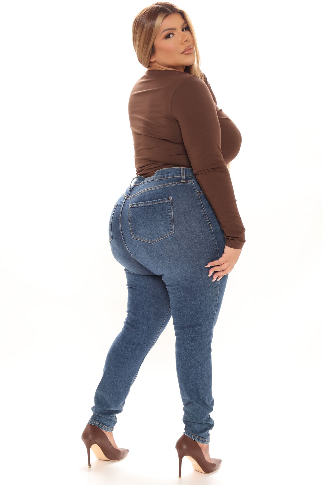 Melanie Mock Neck Bodysuit - Chocolate