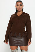 Always Distressing Me Out Sweater - Chocolate