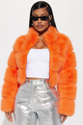 Layla Faux Fur Jacket - Orange