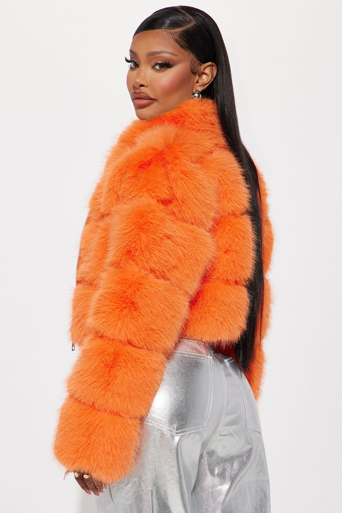 Layla Faux Fur Jacket - Orange