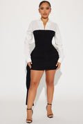 Beverly Draped Mini Dress - Black/White