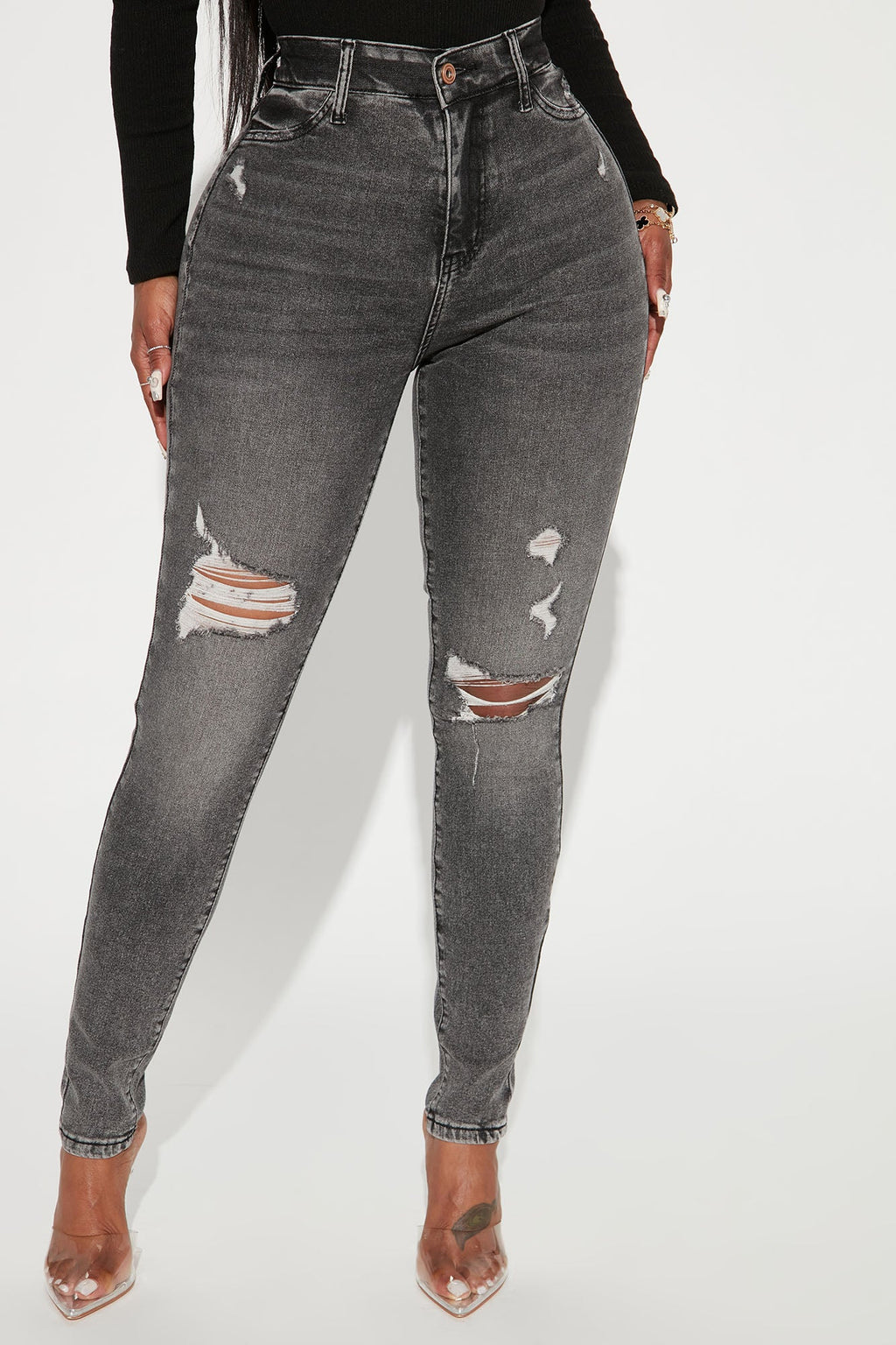 Living Life High Stretch Skinny Jeans - Black Wash