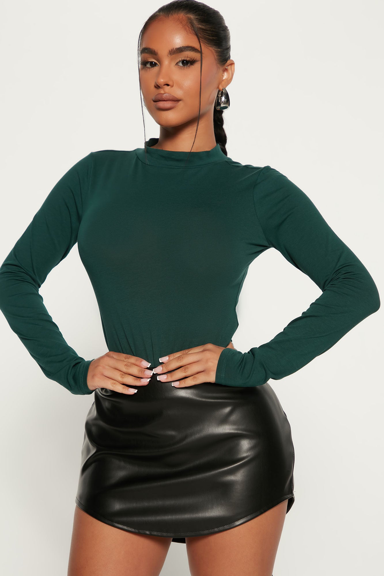 Melanie Mock Neck Bodysuit - Hunter
