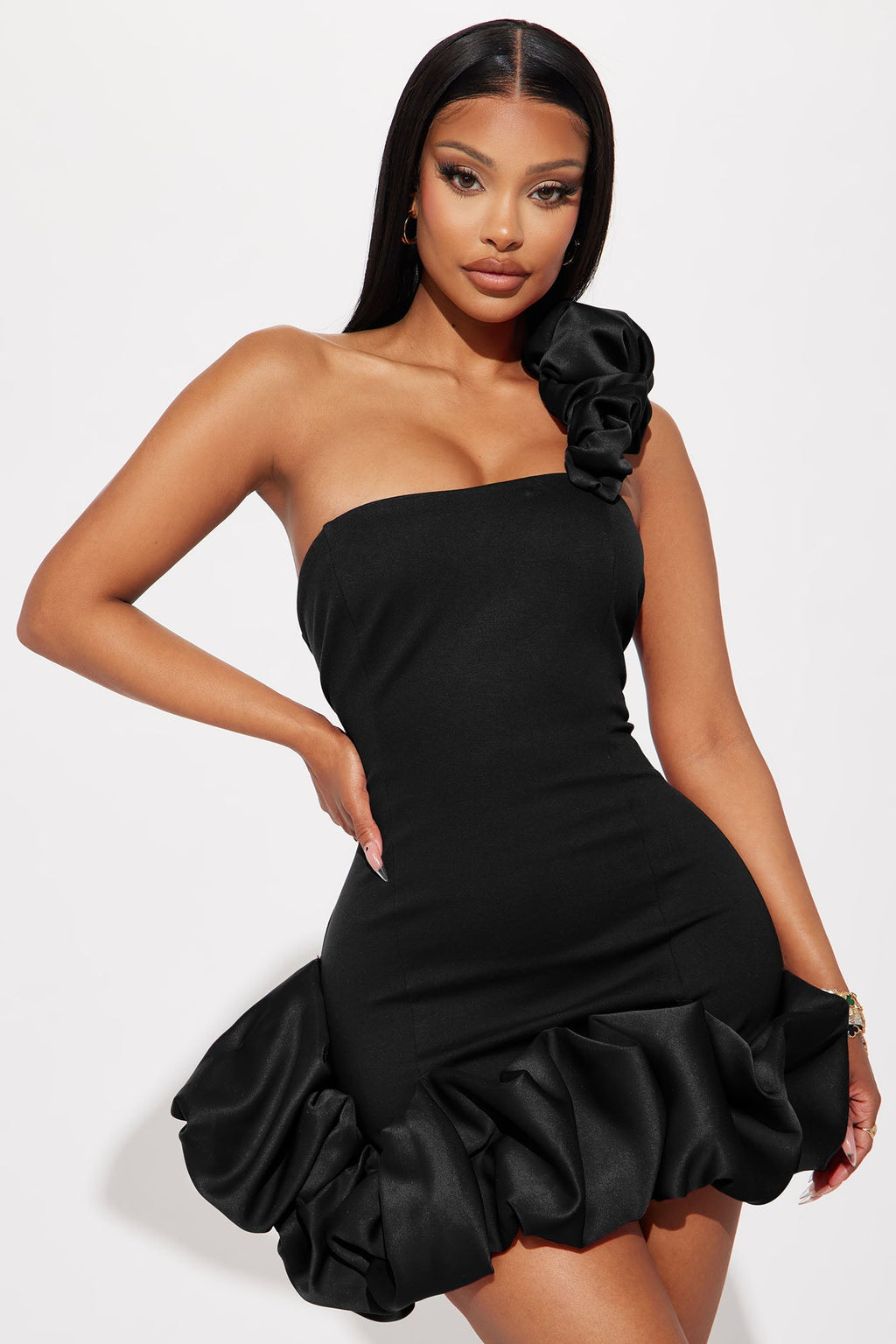 Wilma Ruffle Mini Dress - Black