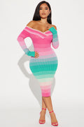 Ayla Sweater Midi Dress - Pink/combo