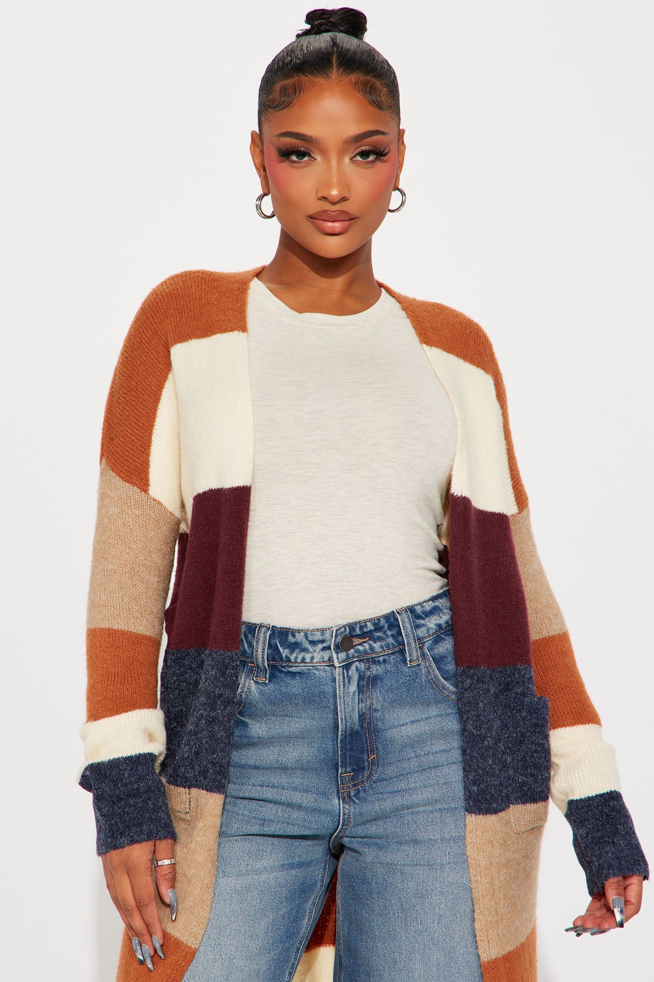 Common Interests Colorblock Cardigan - Camel/combo