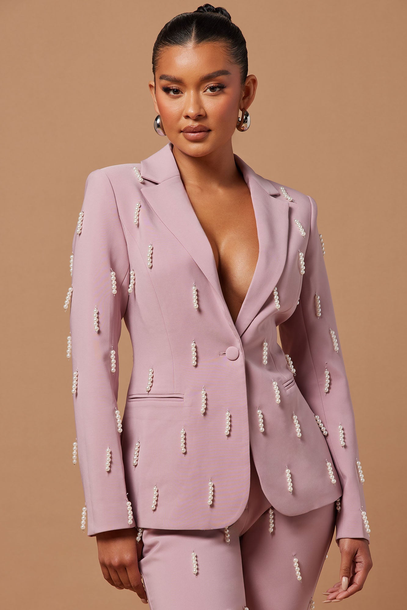 Bella Embellished Blazer - Mauve