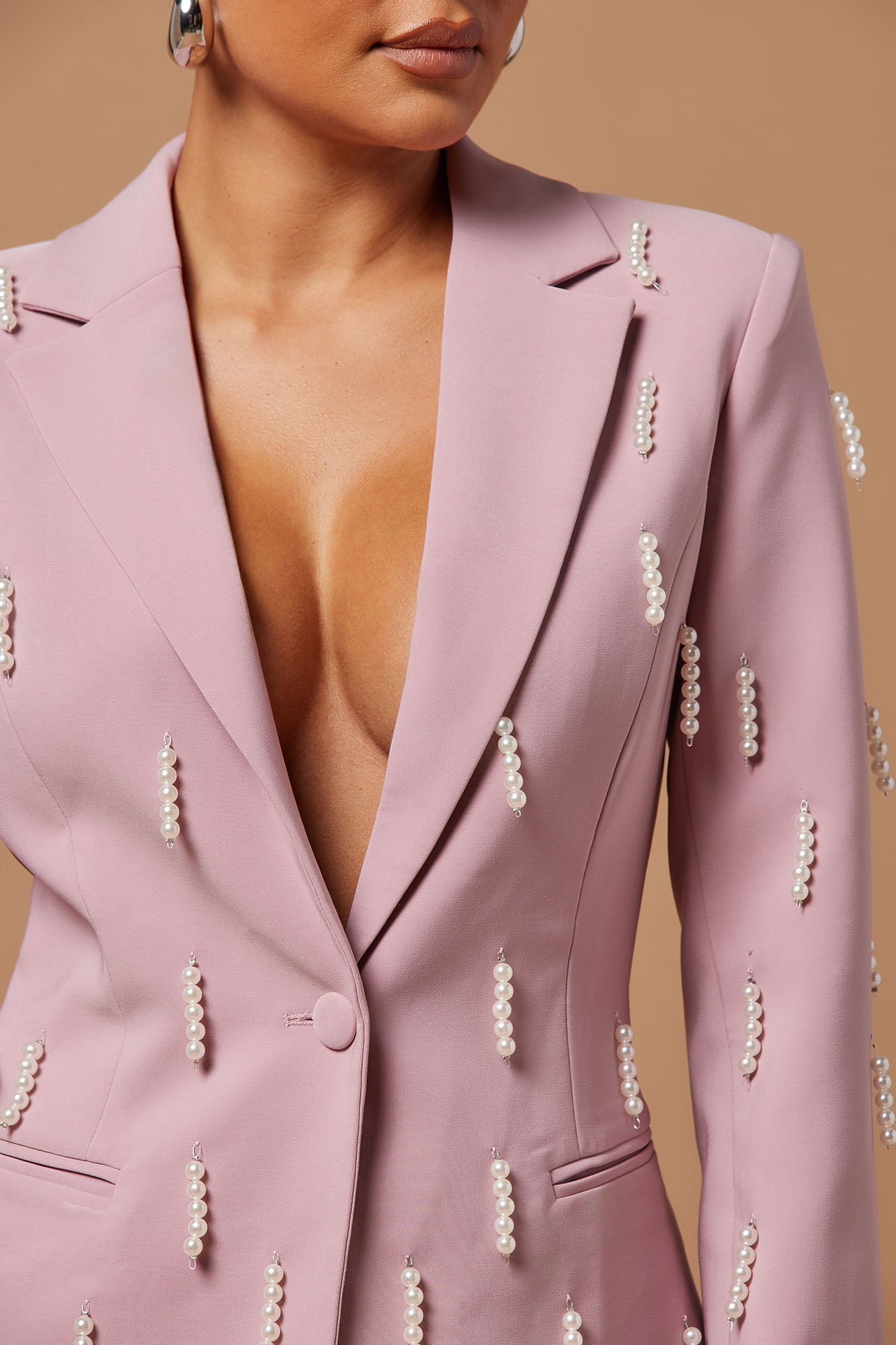Bella Embellished Blazer - Mauve
