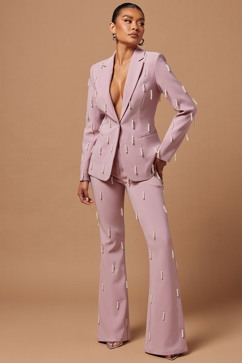 Bella Embellished Pant - Mauve