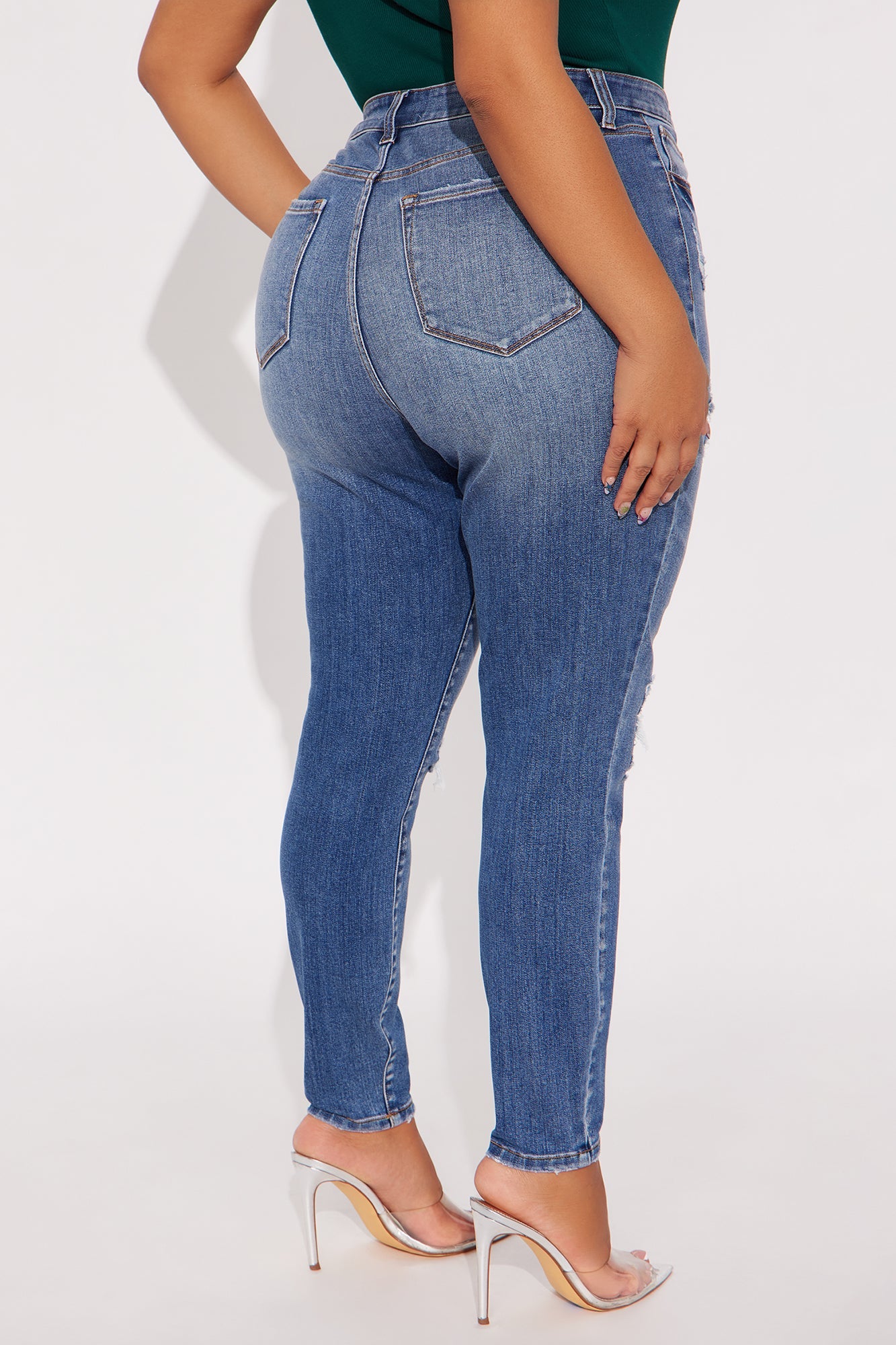 On Repeat Ripped Skinny Jeans - Medium Wash