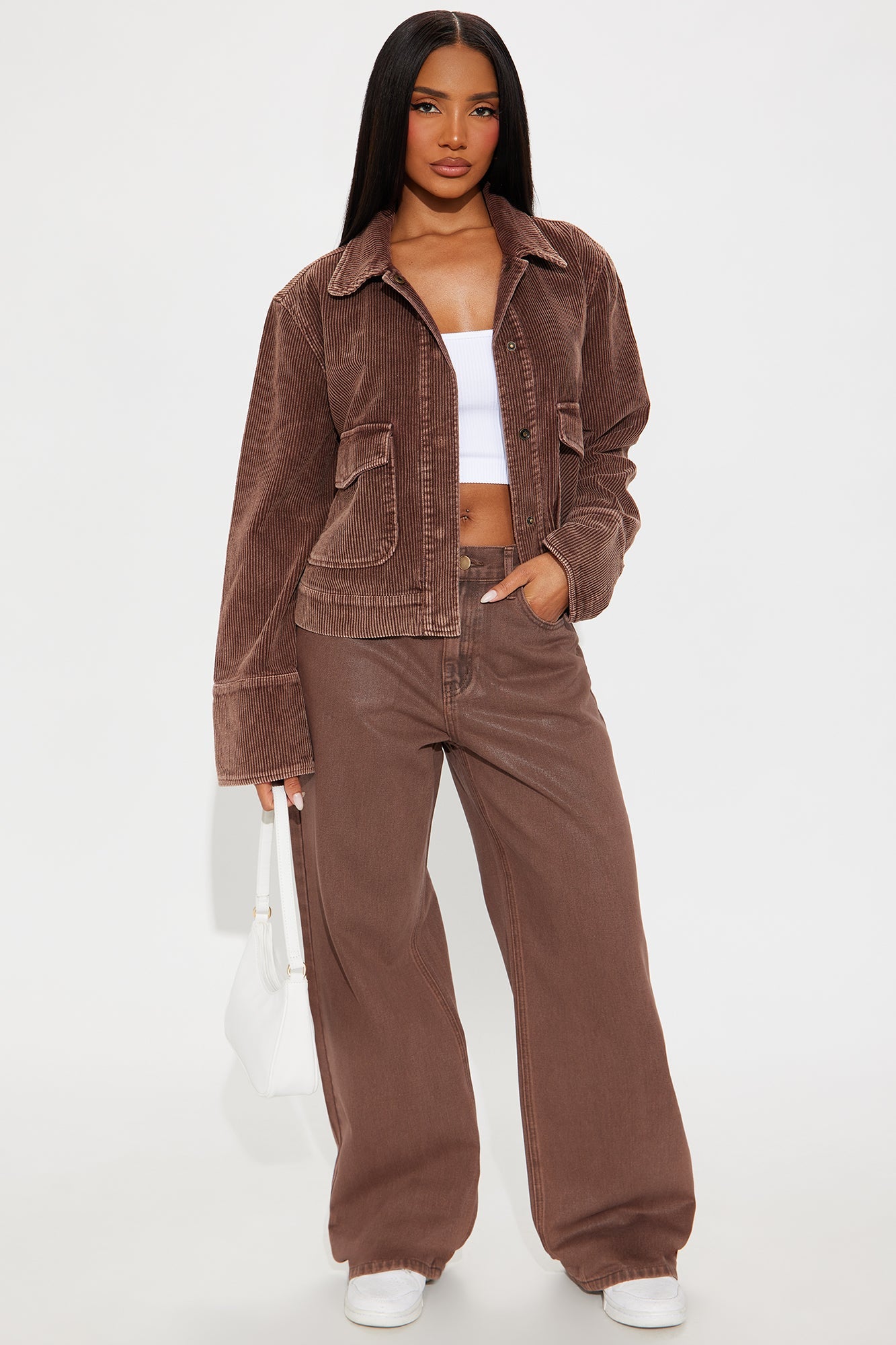 Rustic Charm Corduroy Jacket - Brown