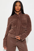 Rustic Charm Corduroy Jacket - Brown