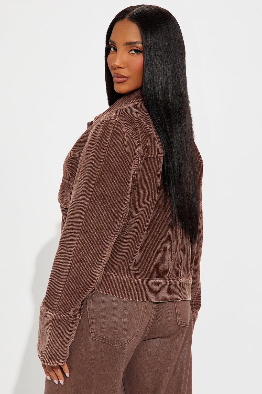 Rustic Charm Corduroy Jacket - Brown