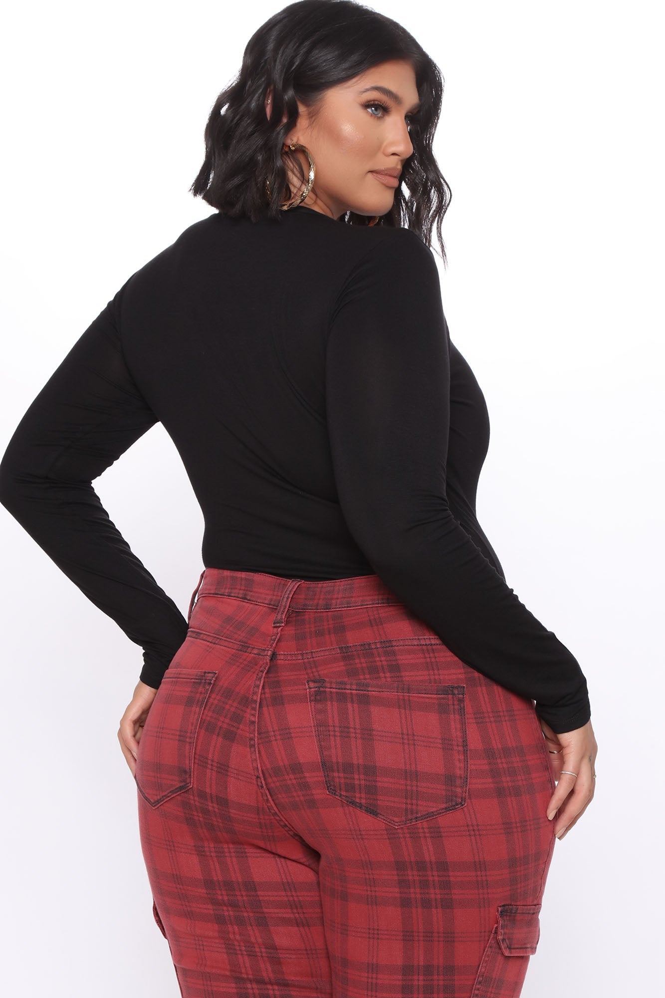 Krystal Crew Neck Long Sleeve Bodysuit - Black