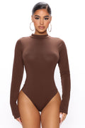 Melanie Mock Neck Bodysuit - Chocolate