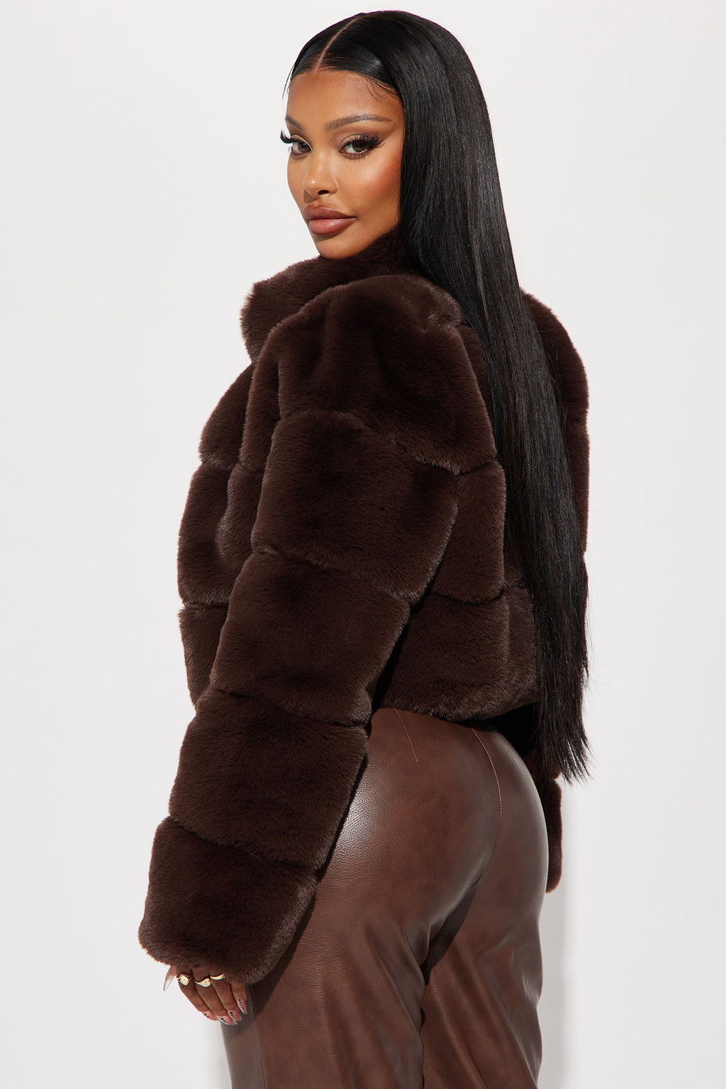Ella Faux Fur Jacket - Brown