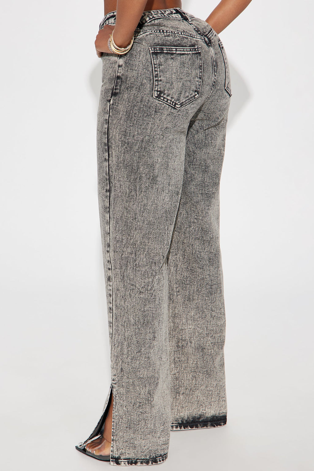 Know What I Want Slit Straight Leg Jeans - Acid Wash Grey