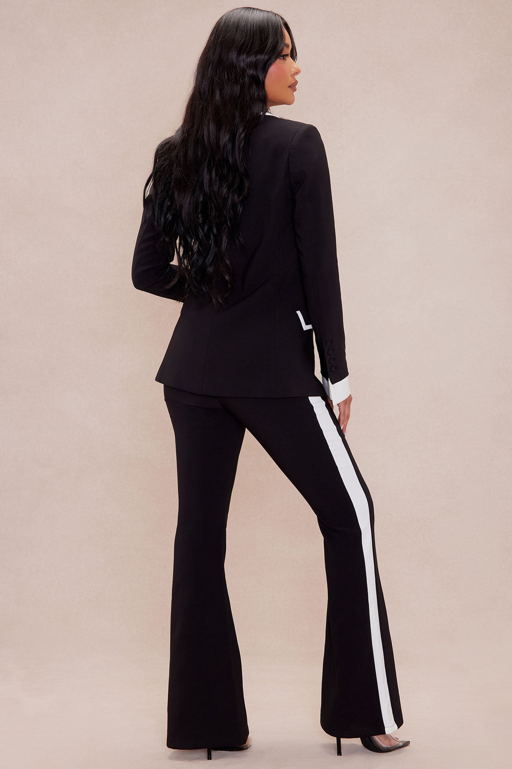 Frederica Blazer Pant Suit Set - Black/White